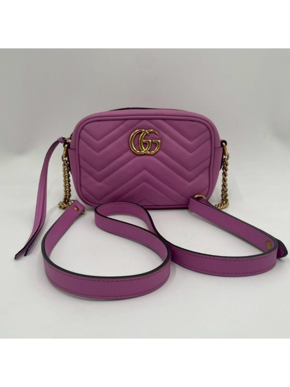 Gucci GG Marmont Leather Chain Shoulder Bag Pink